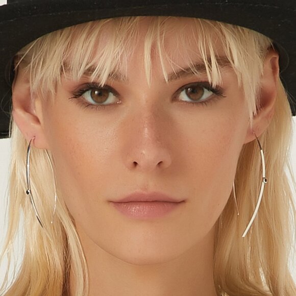 High Quality Solid 925 Sterling Silver Oval Bar Earrings - Picture 2 of 5